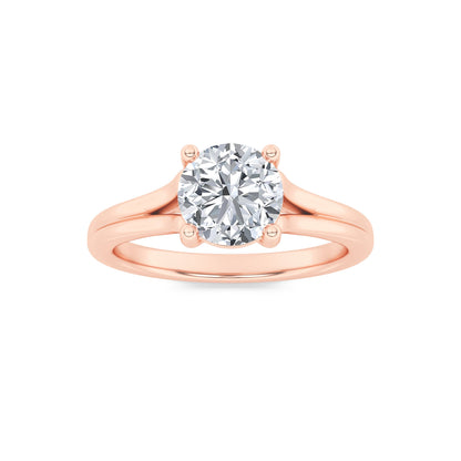 1Cttw Round Shaped Lab Grown Diamond (F/VS) Split Shank Solitaire Engagement Ring in 14K Gold