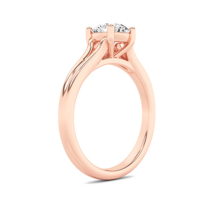 1Cttw Round Shaped Lab Grown Diamond (F/VS) Split Shank Solitaire Engagement Ring in 14K Gold