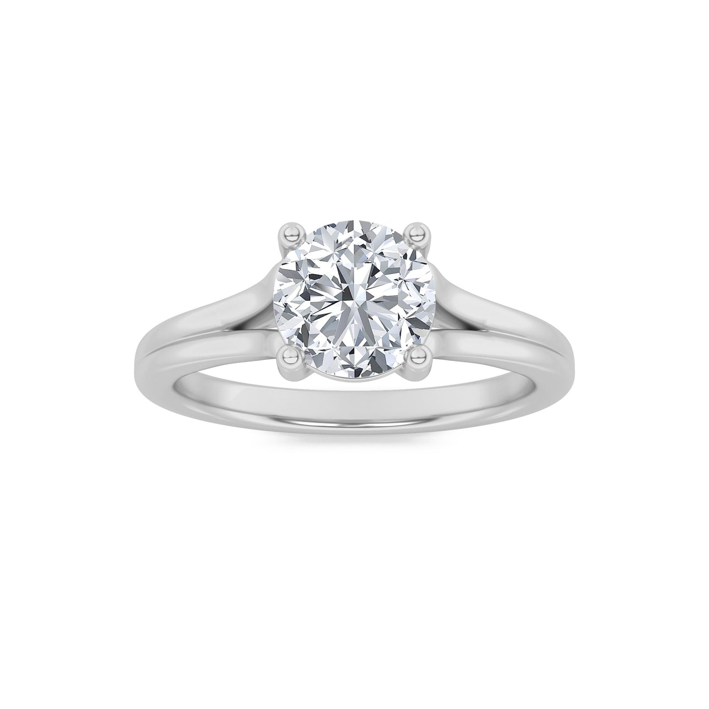 2Cttw Round Shaped Lab Grown Diamond (F/VS) Split Shank Solitaire Engagement Ring in 14K Gold