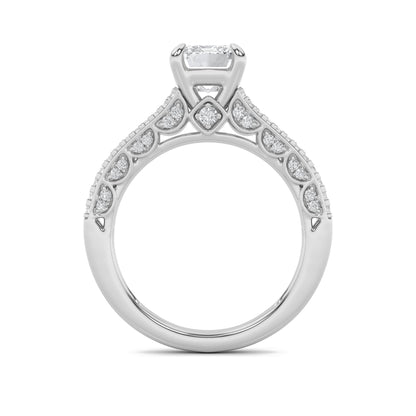 2Cttw Emerald Shaped Lab Grown Diamond (G/VS) Split Shank Accented Engagement Ring in 14K Gold