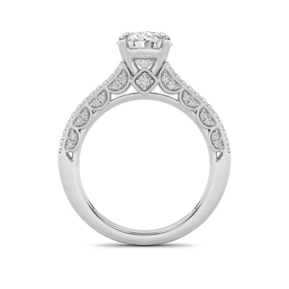 2Cttw Oval Shaped Lab Grown Diamond Split Shank Accented Engagement Ring in 14K Gold