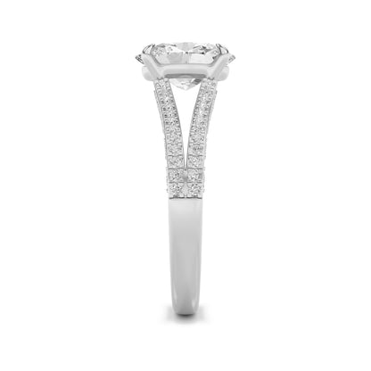 2Cttw Oval Shaped Lab Grown Diamond Split Shank Accented Engagement Ring in 14K Gold