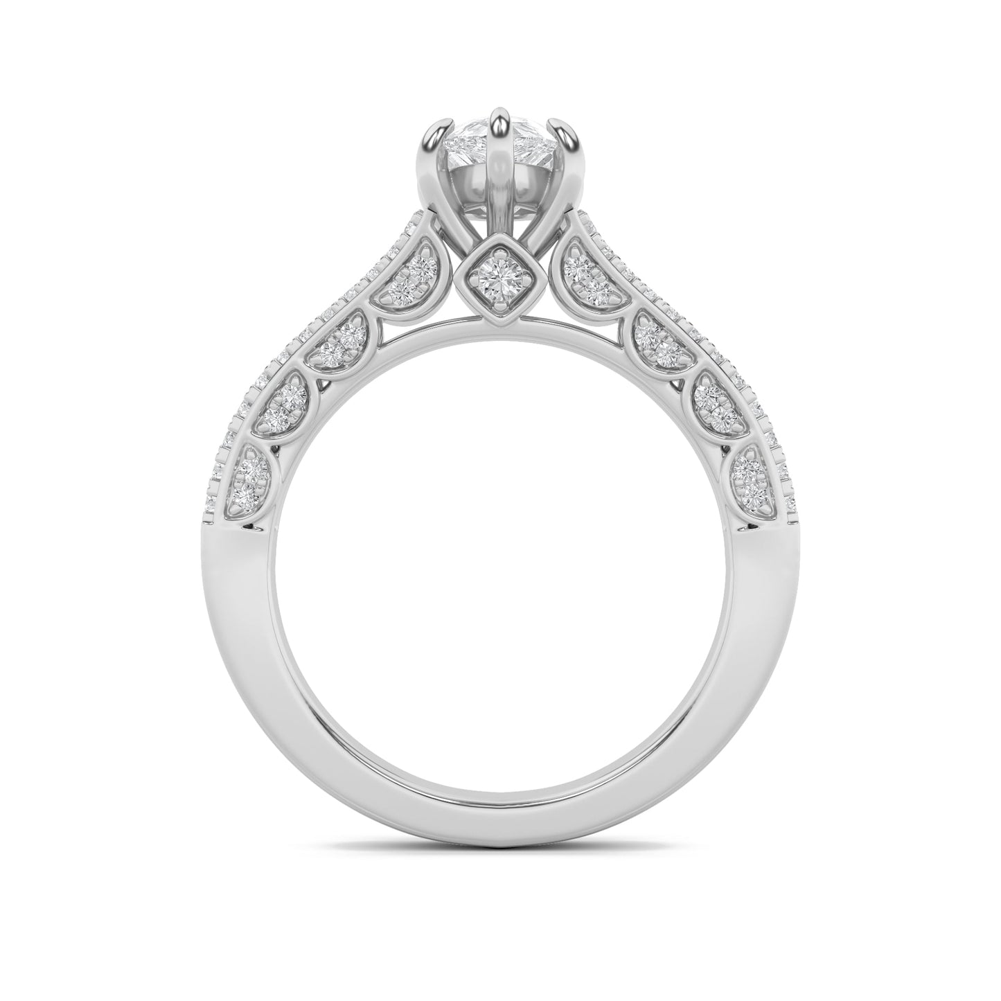 2Cttw Pear Shaped Lab Grown Diamond (F/VS) Split Shank Accented Engagement Ring in 14K Gold