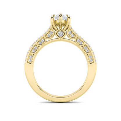 2Cttw Pear Shaped Lab Grown Diamond (F/VS) Split Shank Accented Engagement Ring in 14K Gold