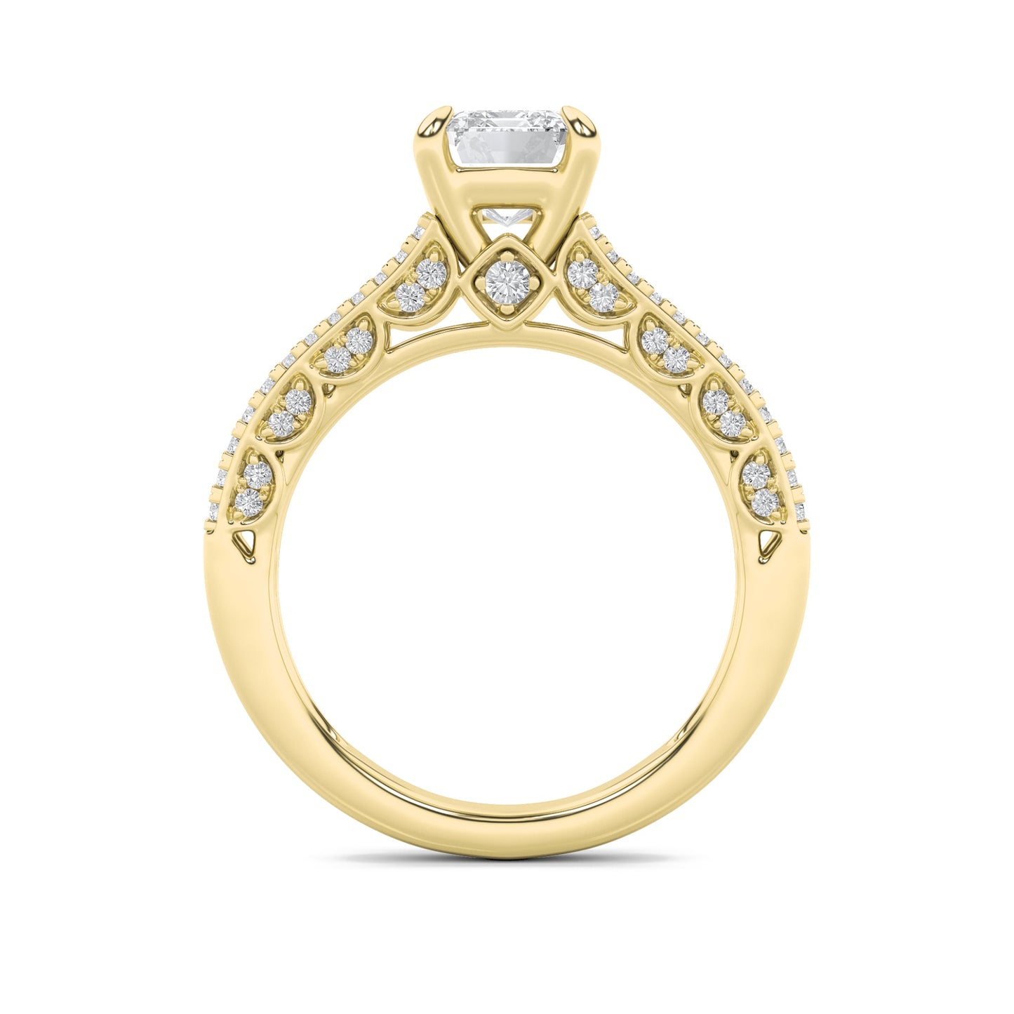 2Cttw Radiant Shaped Lab Grown Diamond (F/VS) Split Shank Accented Engagement Ring in 14K Gold