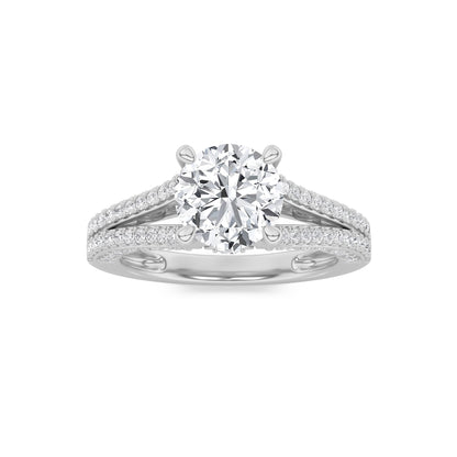 2Cttw Round Shaped Lab Grown Diamond (F/VS) SplitShank Accented Engagement Ring in 14K Gold