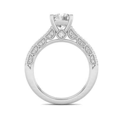 2Cttw Round Shaped Lab Grown Diamond (F/VS) SplitShank Accented Engagement Ring in 14K Gold