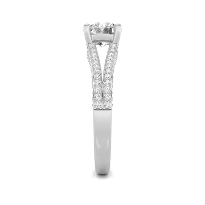 2Cttw Round Shaped Lab Grown Diamond (F/VS) SplitShank Accented Engagement Ring in 14K Gold