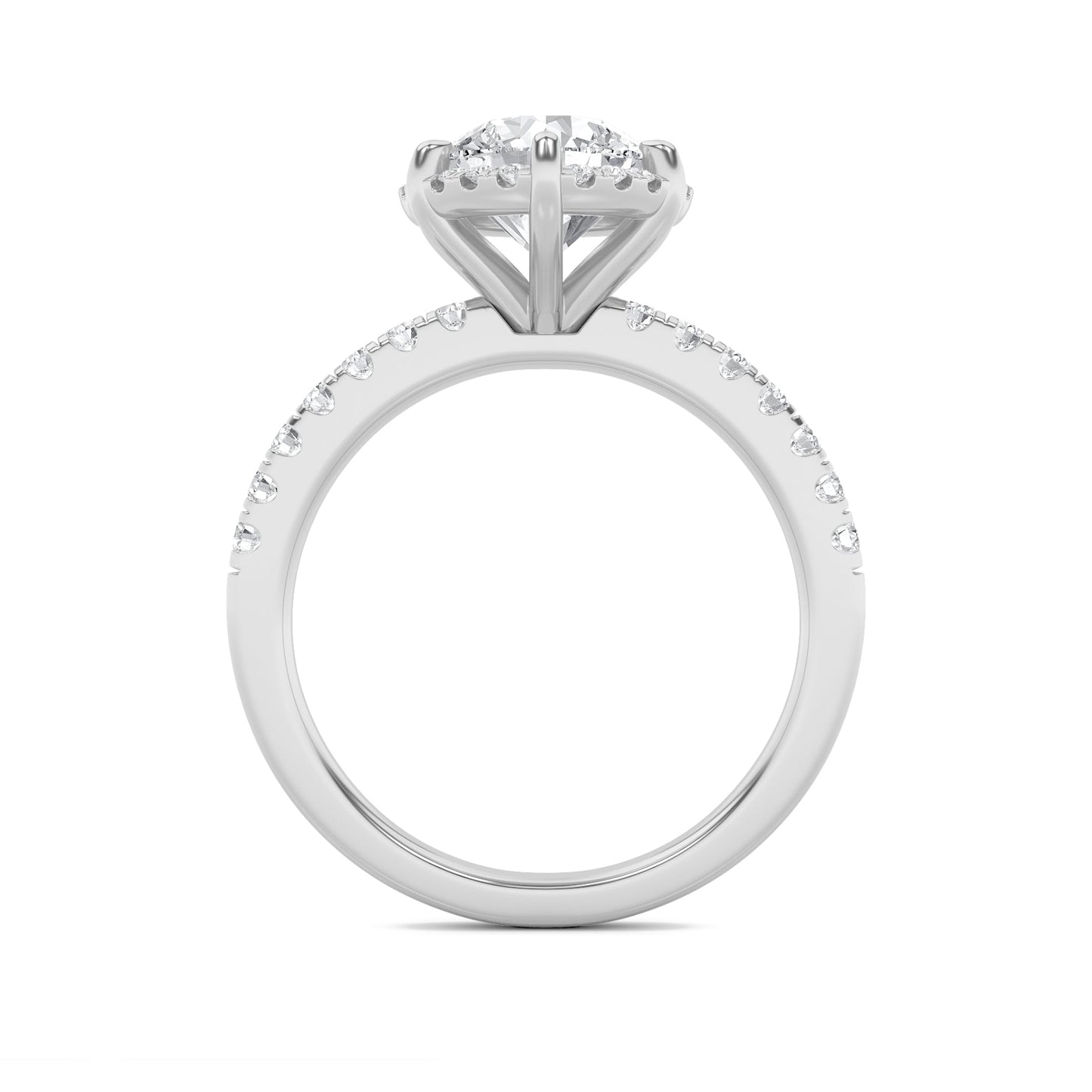 2Cttw Round Shaped Lab Grown Diamond (F/VS) Halo Accented Engagement Ring in 14K Gold