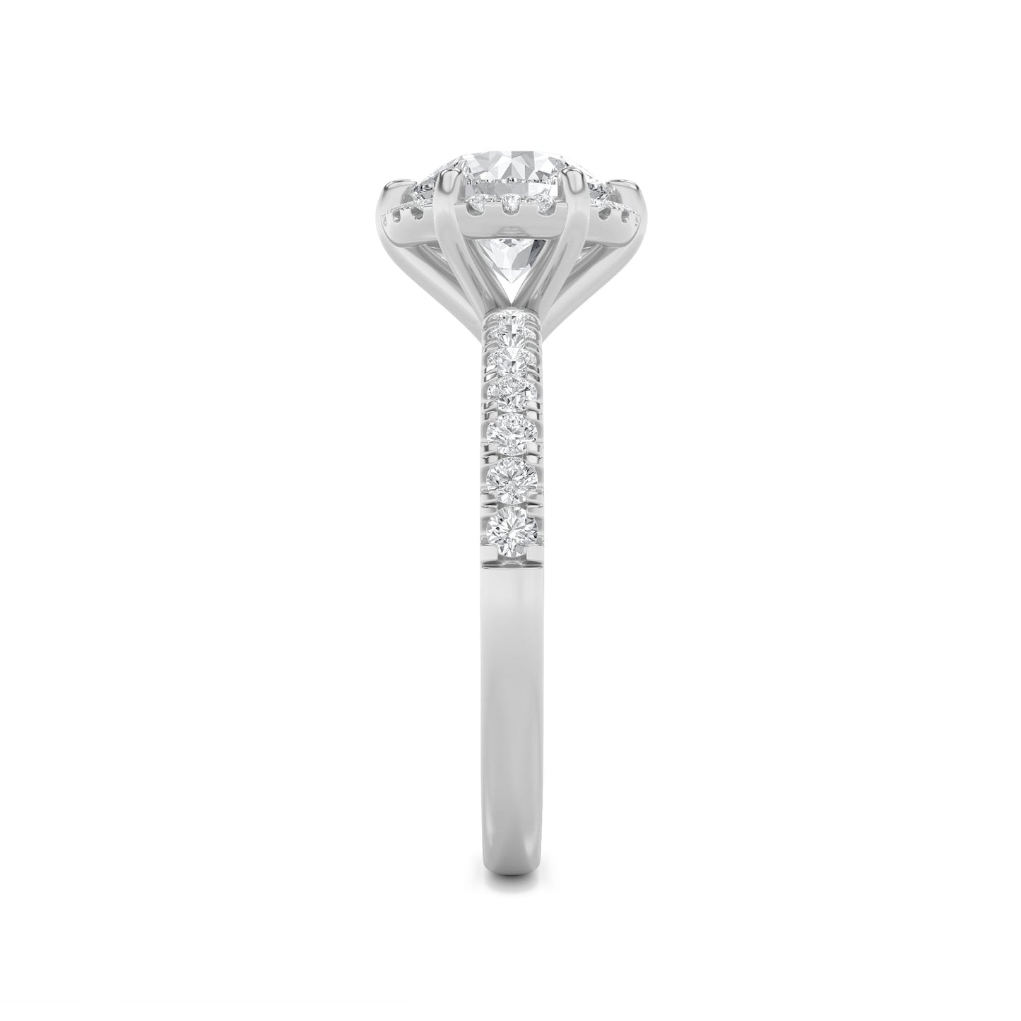 2Cttw Round Shaped Lab Grown Diamond (F/VS) Halo Accented Engagement Ring in 14K Gold