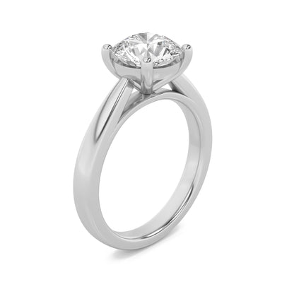 1Cttw Round Shaped Lab Grown Diamond (F/VS) Classic Shank Solitaire Engagement Ring in 14K Gold