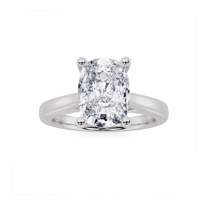 2Cttw Elongated Cushion Shaped Lab Grown Diamond (G/VS) Two Tone Cathedral Shank Solitaire Engagement Ring 14K Gold