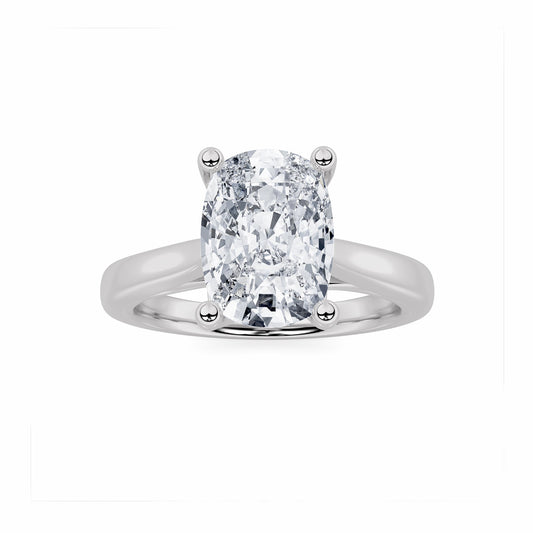 2Cttw Elongated Cushion Shaped Lab Grown Diamond (G/VS) Two Tone Cathedral Shank Engagement Ring in 14K Gold