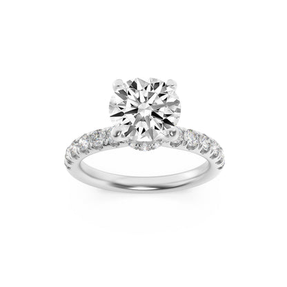 1.5Cttw Round Shaped Lab Grown Diamond (F/VS) Hidden Halo Accented Ring in 14K Gold