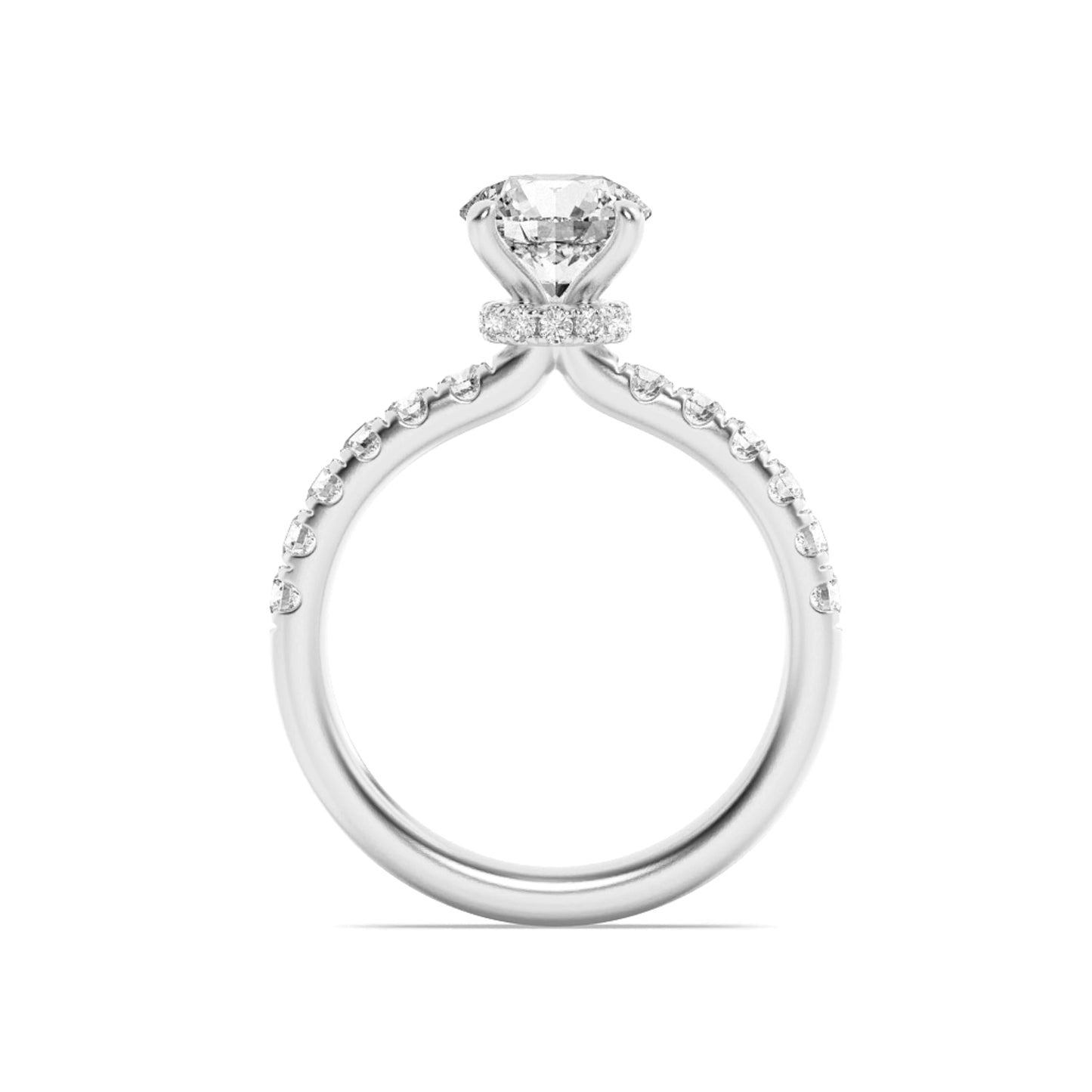 1.5Cttw Round Shaped Lab Grown Diamond (F/VS) Hidden Halo Accented Ring in 14K Gold