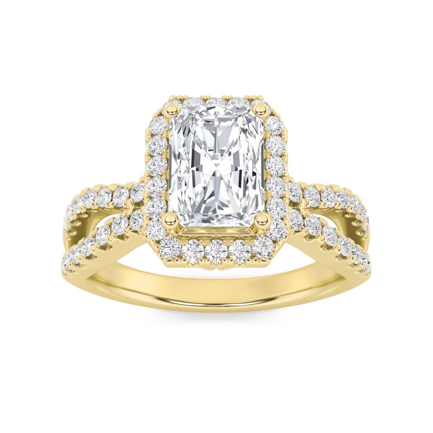 2Cttw Radiant Shaped Lab Grown Diamond (F/VS)  Ring in 14K Gold