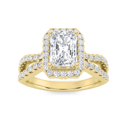 2Cttw Radiant Shaped Lab Grown Diamond (F/VS)  Ring in 14K Gold
