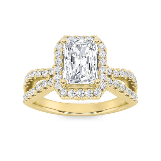 2Cttw Radiant Shaped Lab Grown Diamond (F/VS)  Ring in 14K Gold