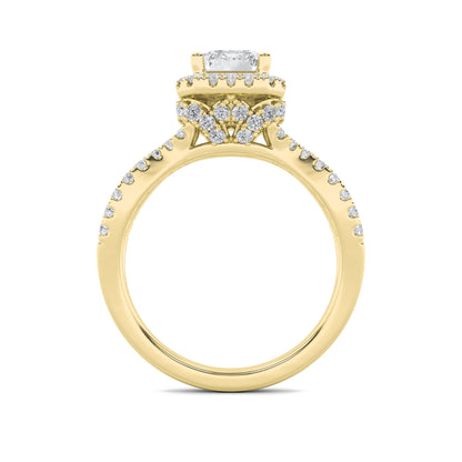 2Cttw Radiant Shaped Lab Grown Diamond (F/VS)  Ring in 14K Gold