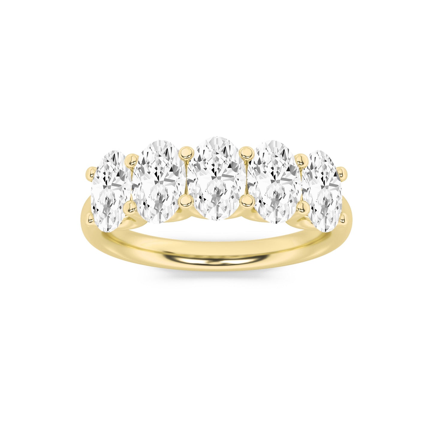 2Cttw Oval Shaped Lab Grown Diamond (F/VS) Five Stone Band Ring in 14K Gold