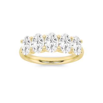 2Cttw Oval Shaped Lab Grown Diamond (F/VS) Five Stone Band Ring in 14K Gold