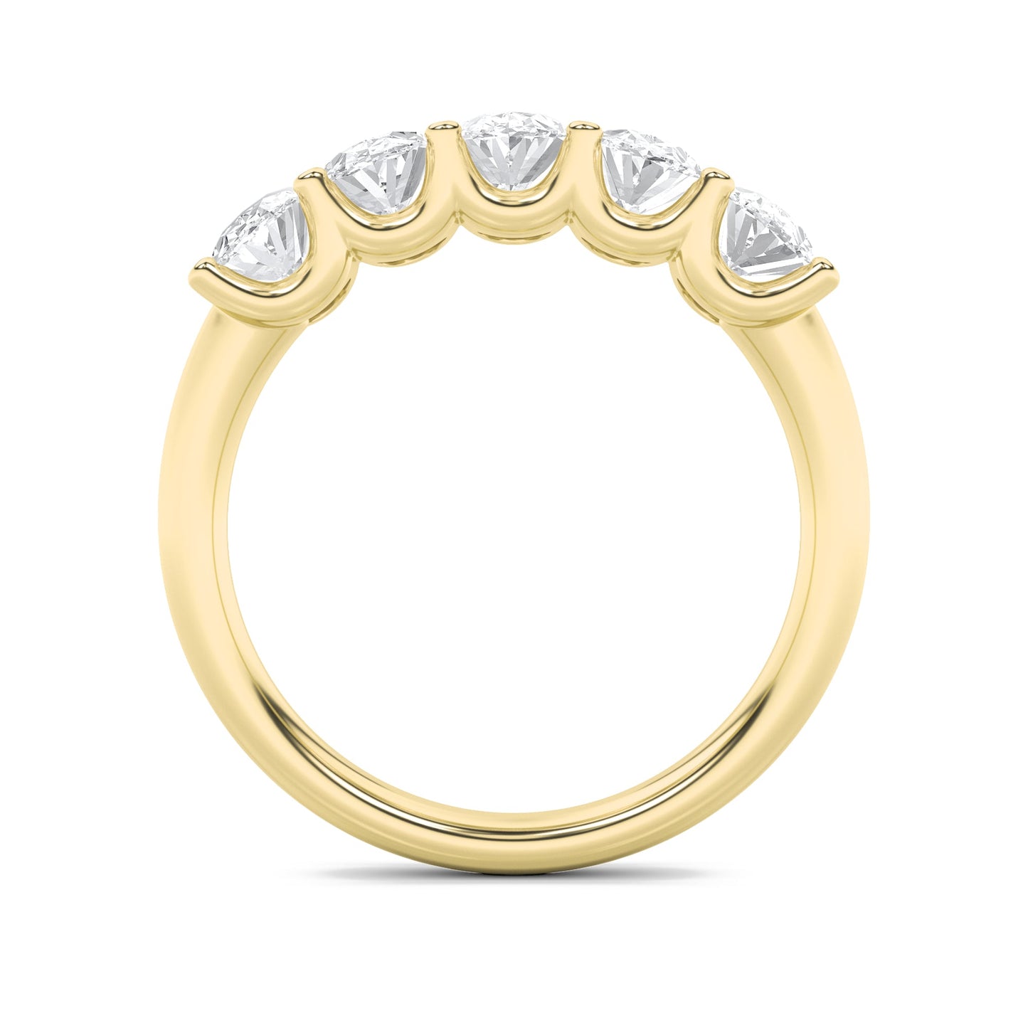 2Cttw Oval Shaped Lab Grown Diamond (F/VS) Five Stone Band Ring in 14K Gold