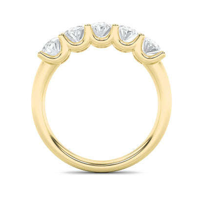 2Cttw Oval Shaped Lab Grown Diamond (F/VS) Five Stone Band Ring in 14K Gold