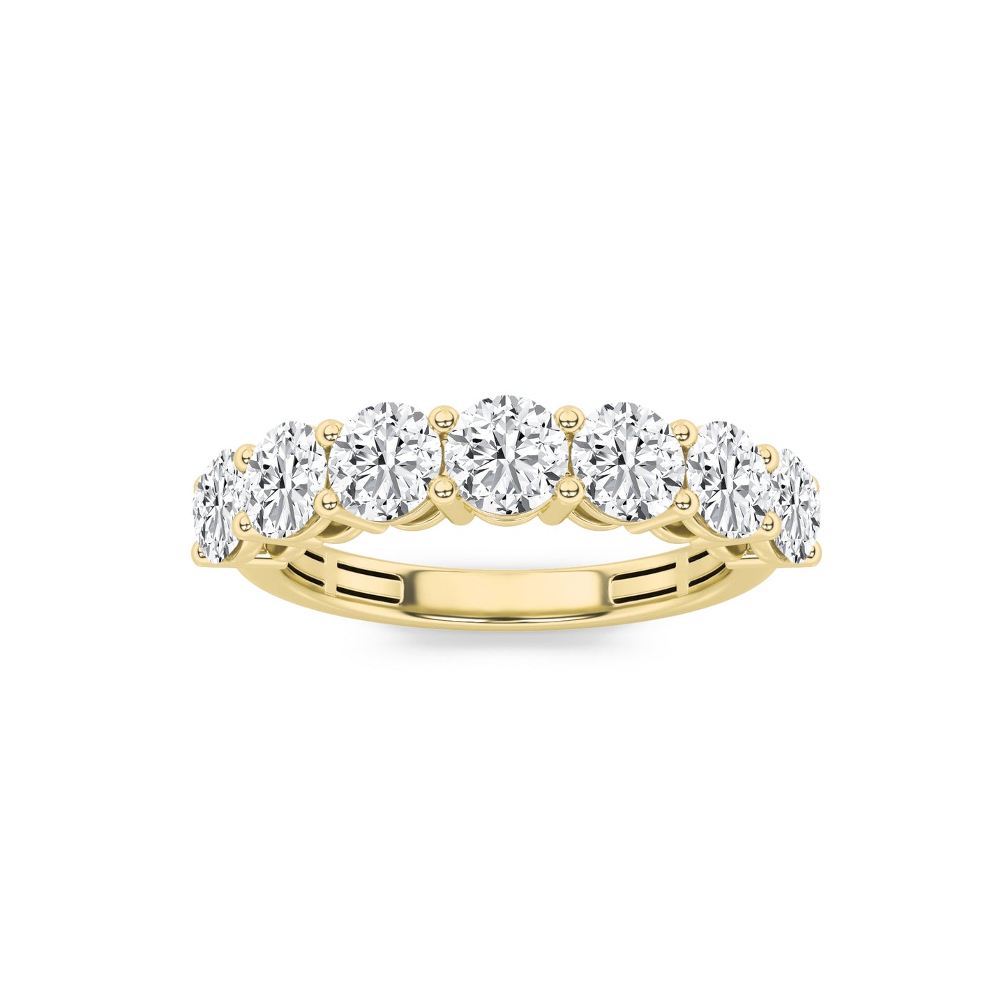 2Cttw Round Shaped Lab Grown Diamond (F/VS) Seven Stone Band Ring in 14K Gold
