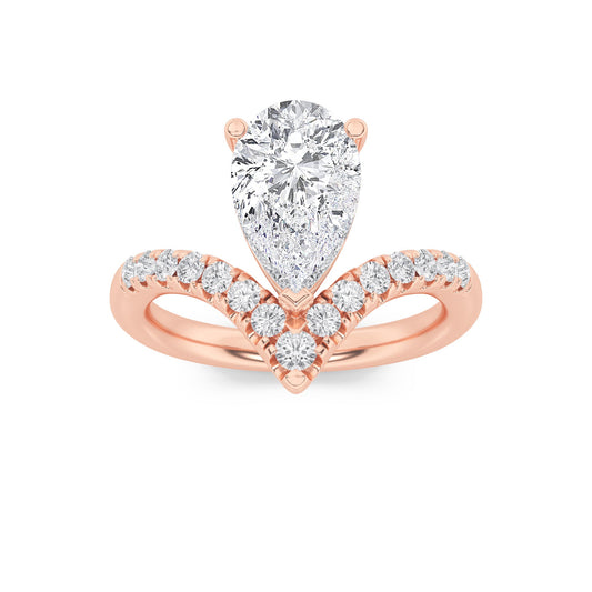2Cttw Pear Shaped Lab Grown Diamond (F/VS) Accented Solitaire Fancy Engagement Ring in 14K Gold