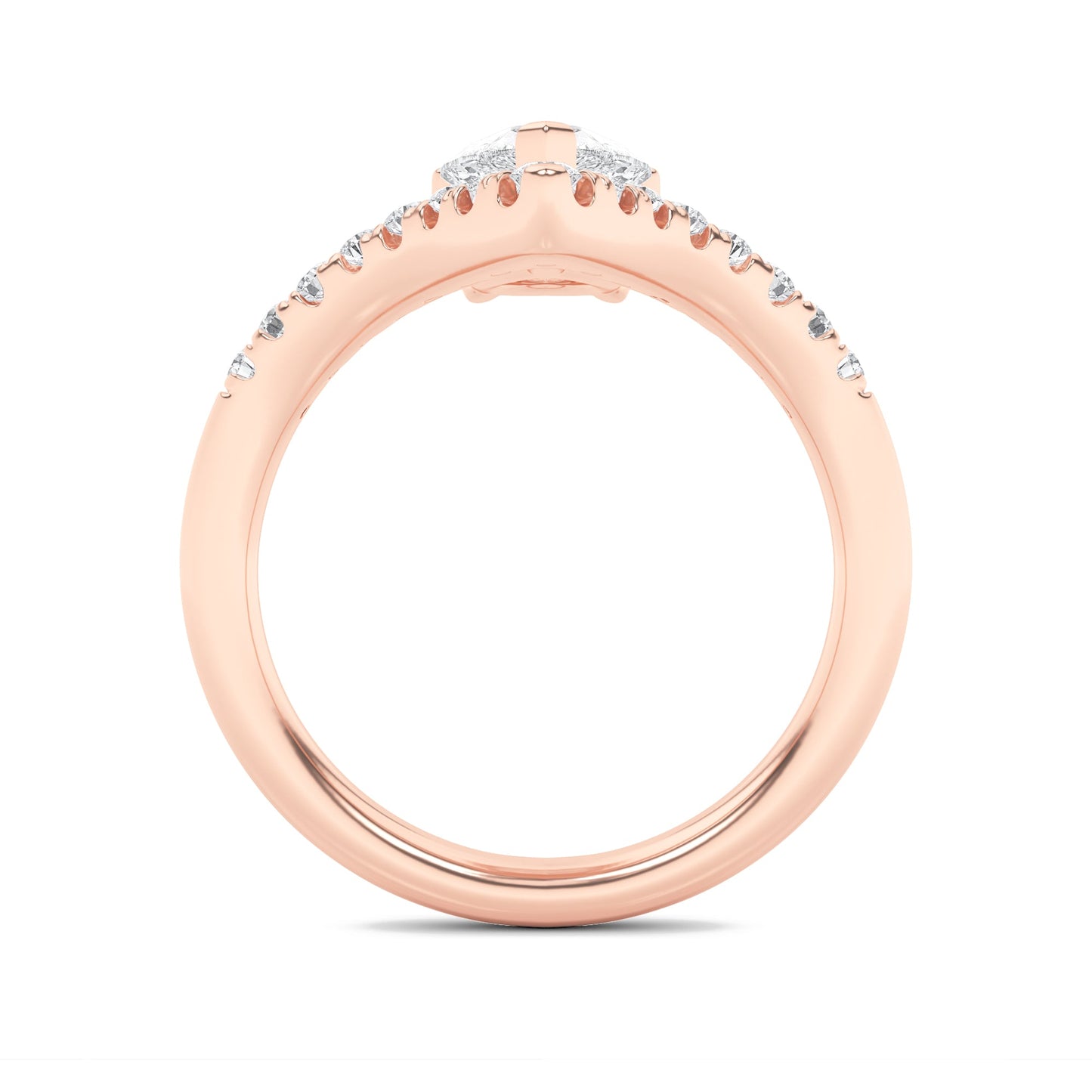 2Cttw Pear Shaped Lab Grown Diamond (F/VS) Accented Solitaire Fancy Engagement Ring in 14K Gold