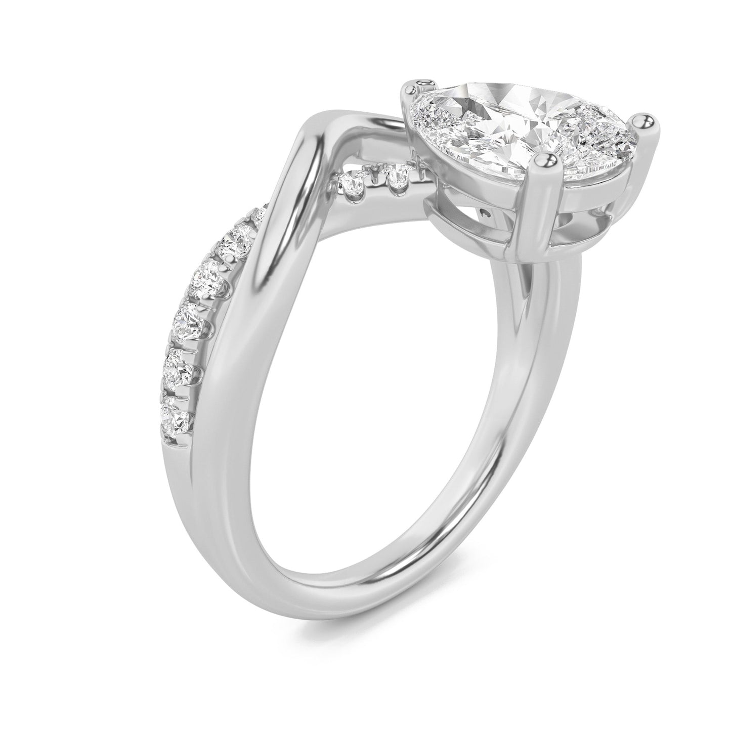 1.5Cttw Pear Shaped Lab Grown Diamond (F/VS) Fashion Solitaire Engagement Ring in 14K Gold