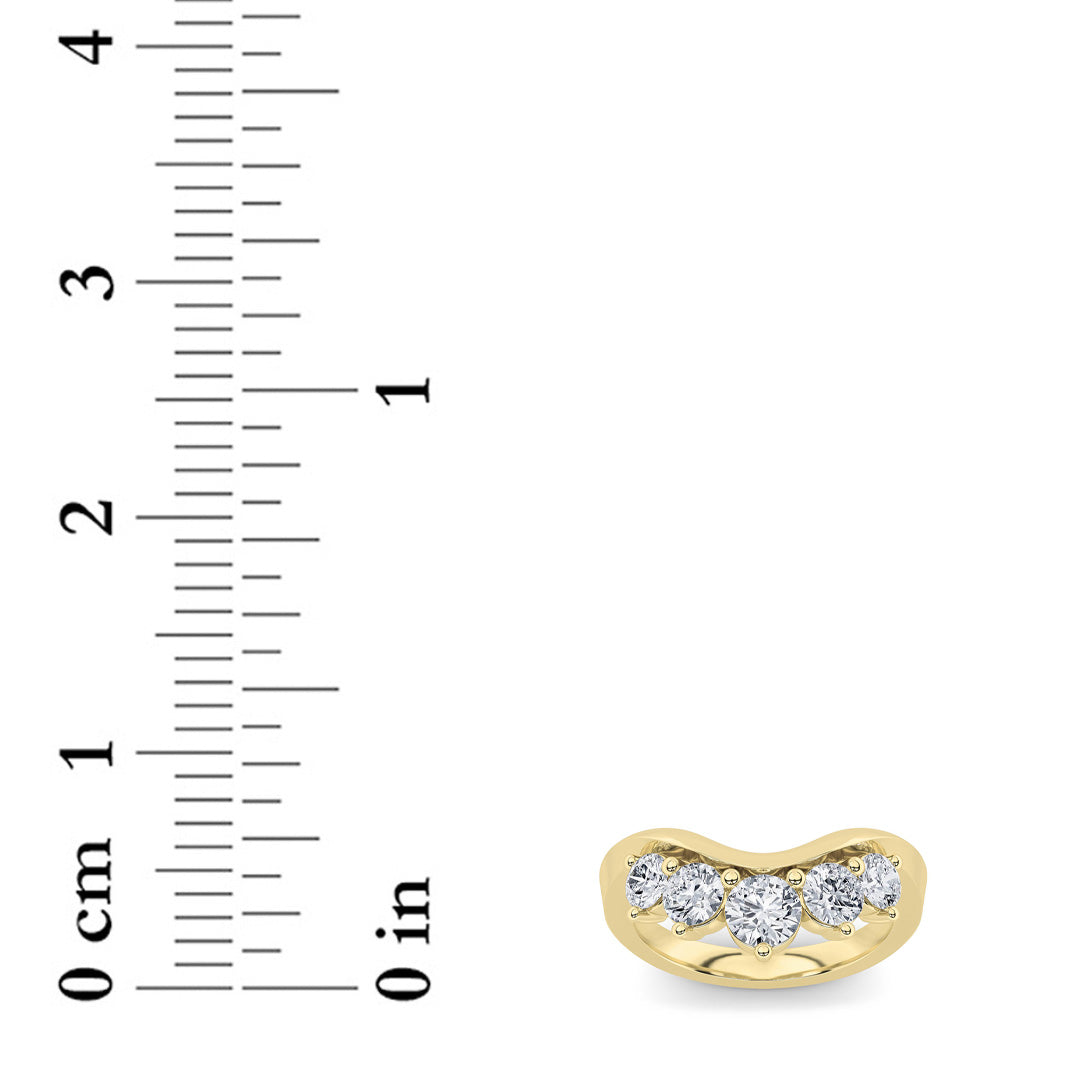 1Cttw Round Shaped Lab Grown Diamond (F/VS) Fancy Contour Ring in 14K Gold