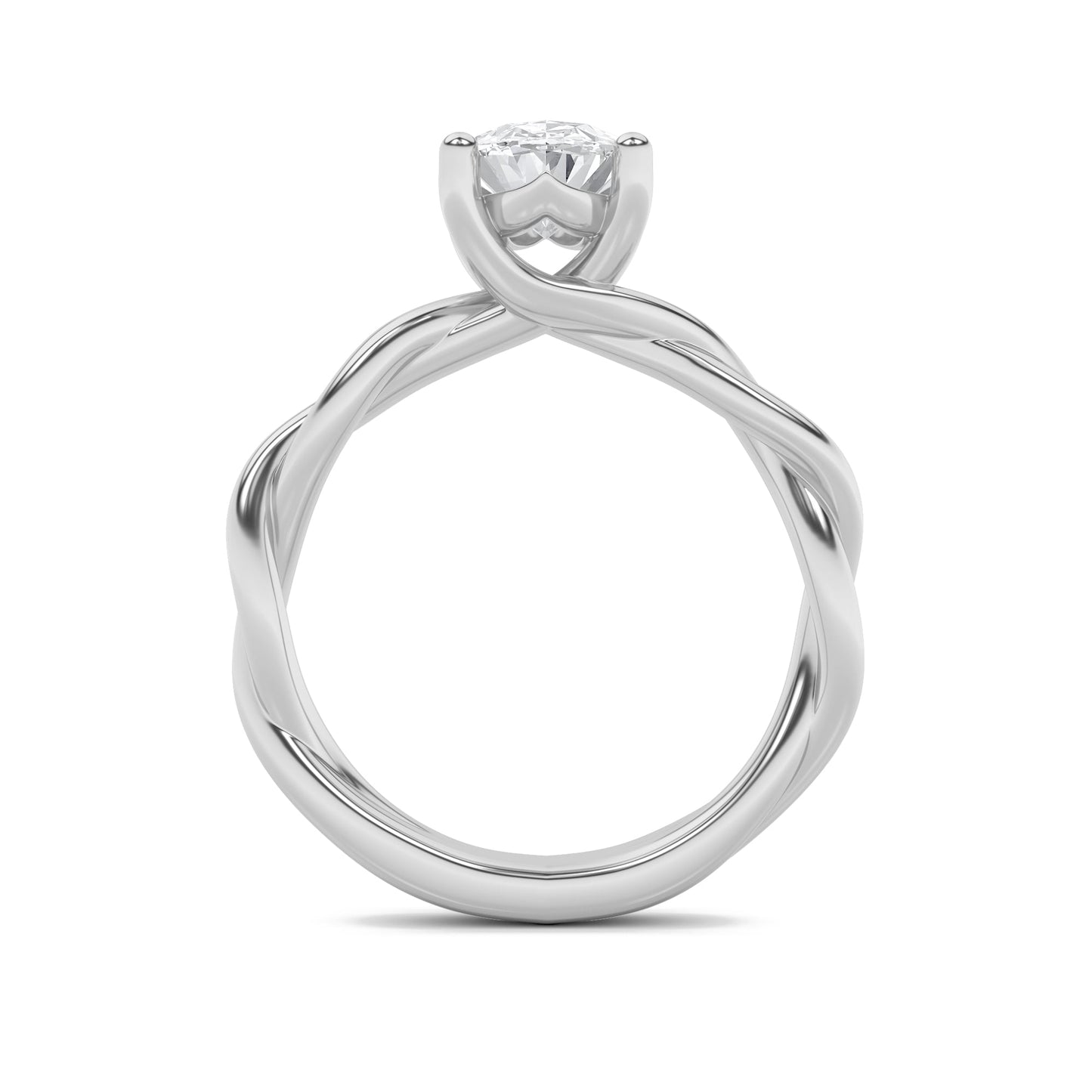1Cttw Oval Shaped Lab Grown Diamond (F/VS) Twisted Shank Solitaire Engagement Ring in 14K Gold