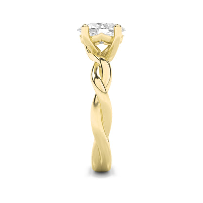 1Cttw Oval Shaped Lab Grown Diamond (F/VS) Twisted Shank Solitaire Engagement Ring in 14K Gold