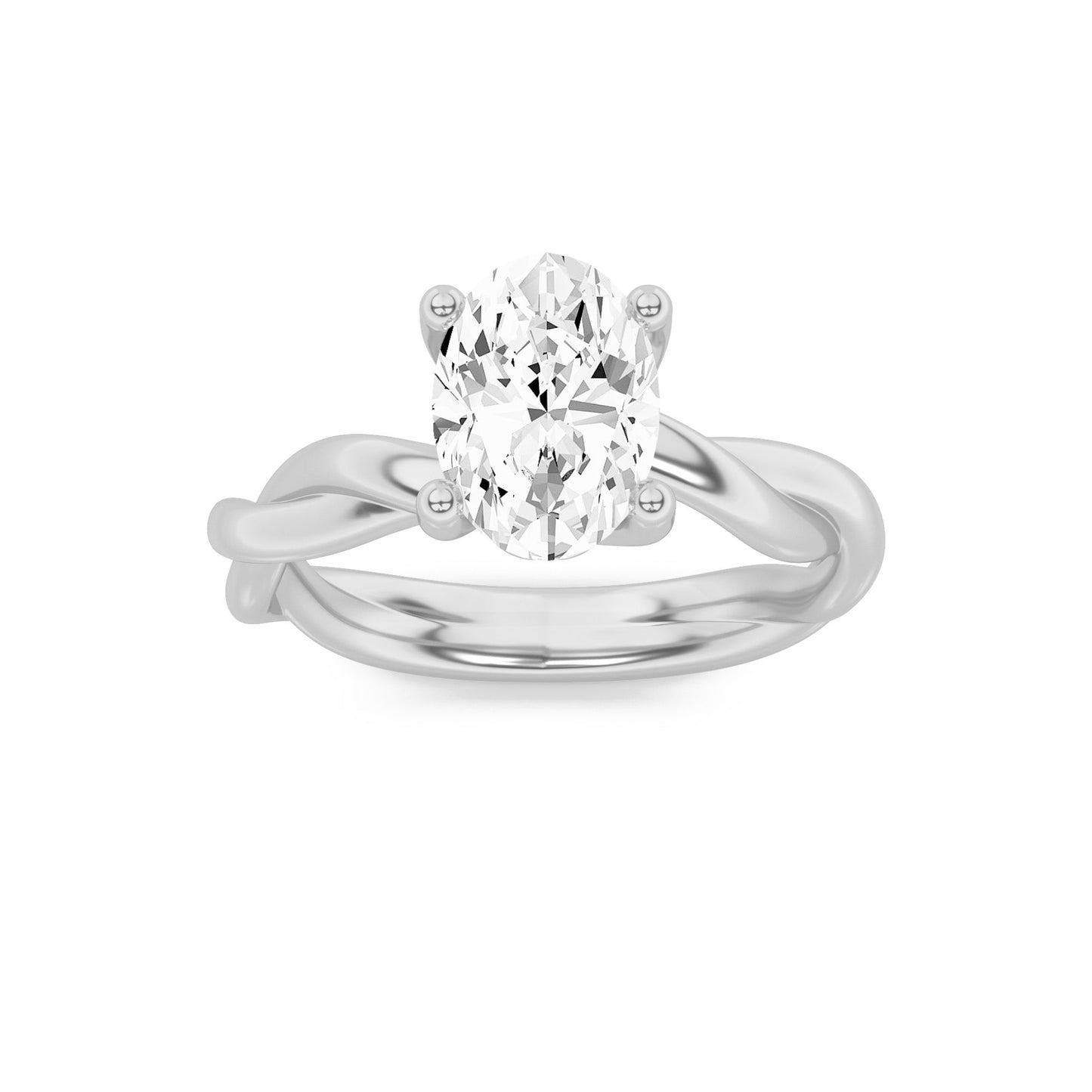 1.5Cttw Oval Shaped Lab Grown Diamond (F/VS) Twisted Shank Solitaire Engagement Ring in 14K Gold