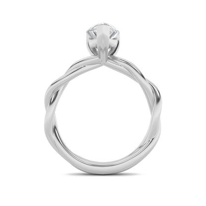 1Cttw Pear Shaped Lab Grown Diamond (F/VS) Twisted Shank Solitaire Engagement Ring in 14K Gold