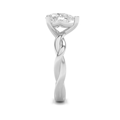 1Cttw Pear Shaped Lab Grown Diamond (F/VS) Twisted Shank Solitaire Engagement Ring in 14K Gold