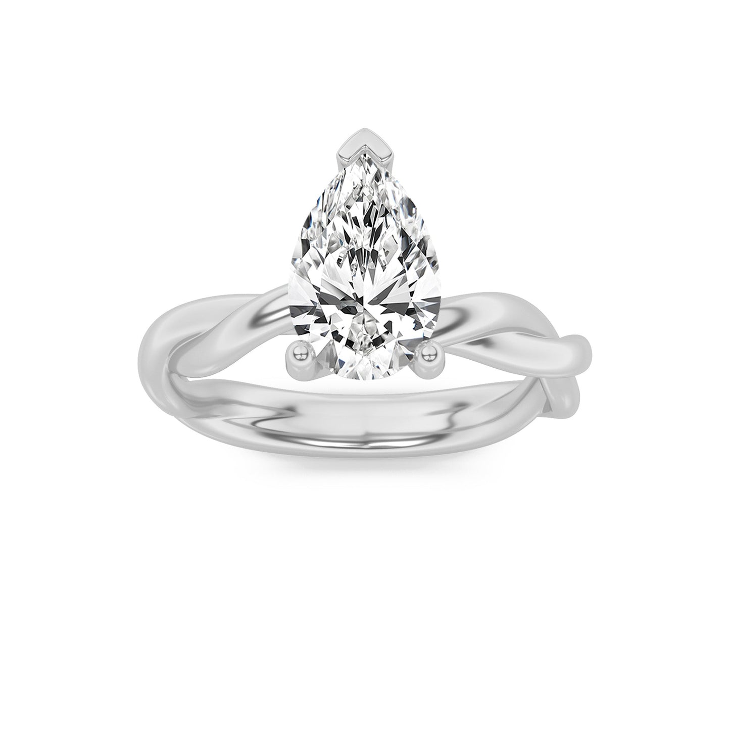 2Cttw Pear Shaped Lab Grown Diamond (F/VS) Twisted Shank Solitaire Engagement Ring in 14K Gold