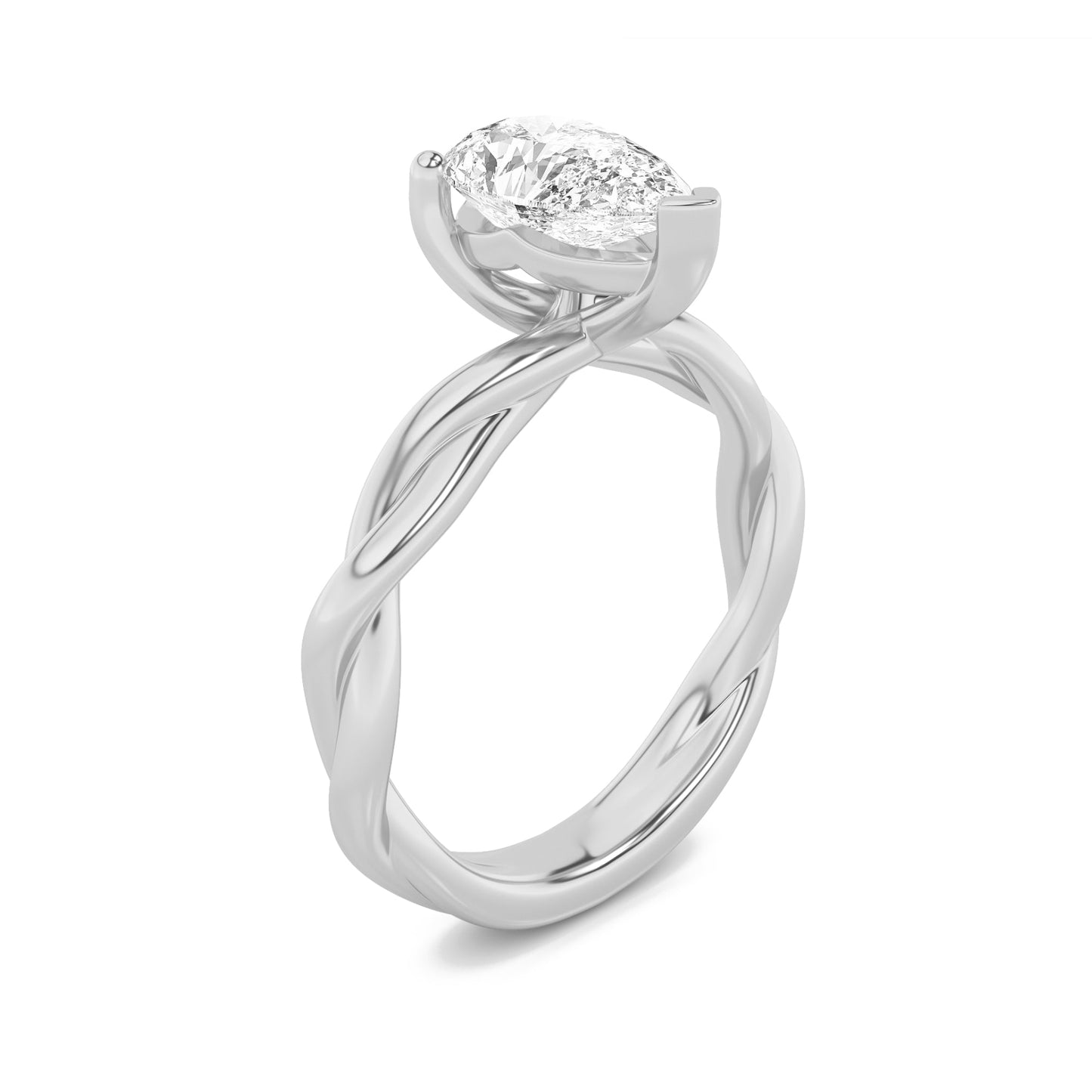 2Cttw Pear Shaped Lab Grown Diamond (F/VS) Twisted Shank Solitaire Engagement Ring in 14K Gold