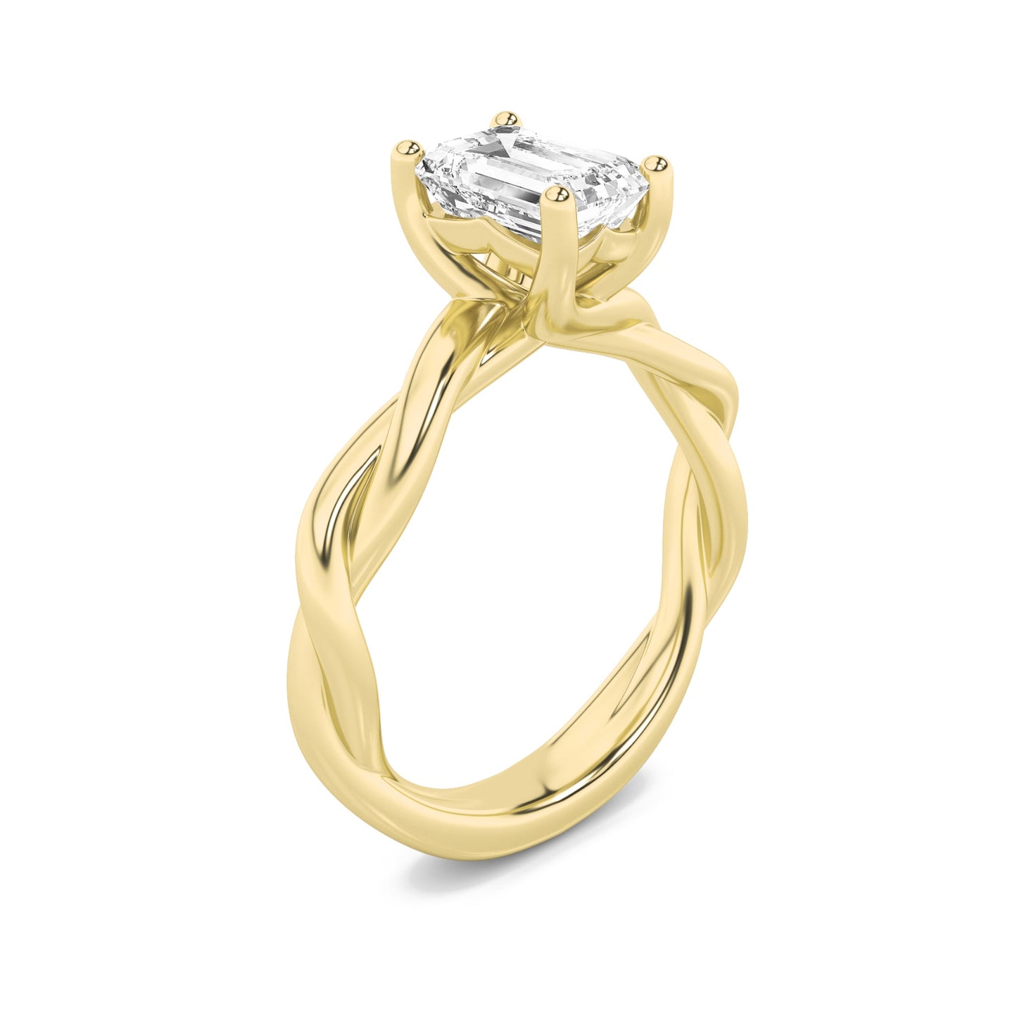1Cttw Radiant Shaped Lab Grown Diamond (F/VS) Twisted Shank Solitaire Engagement Ring in 14K Gold