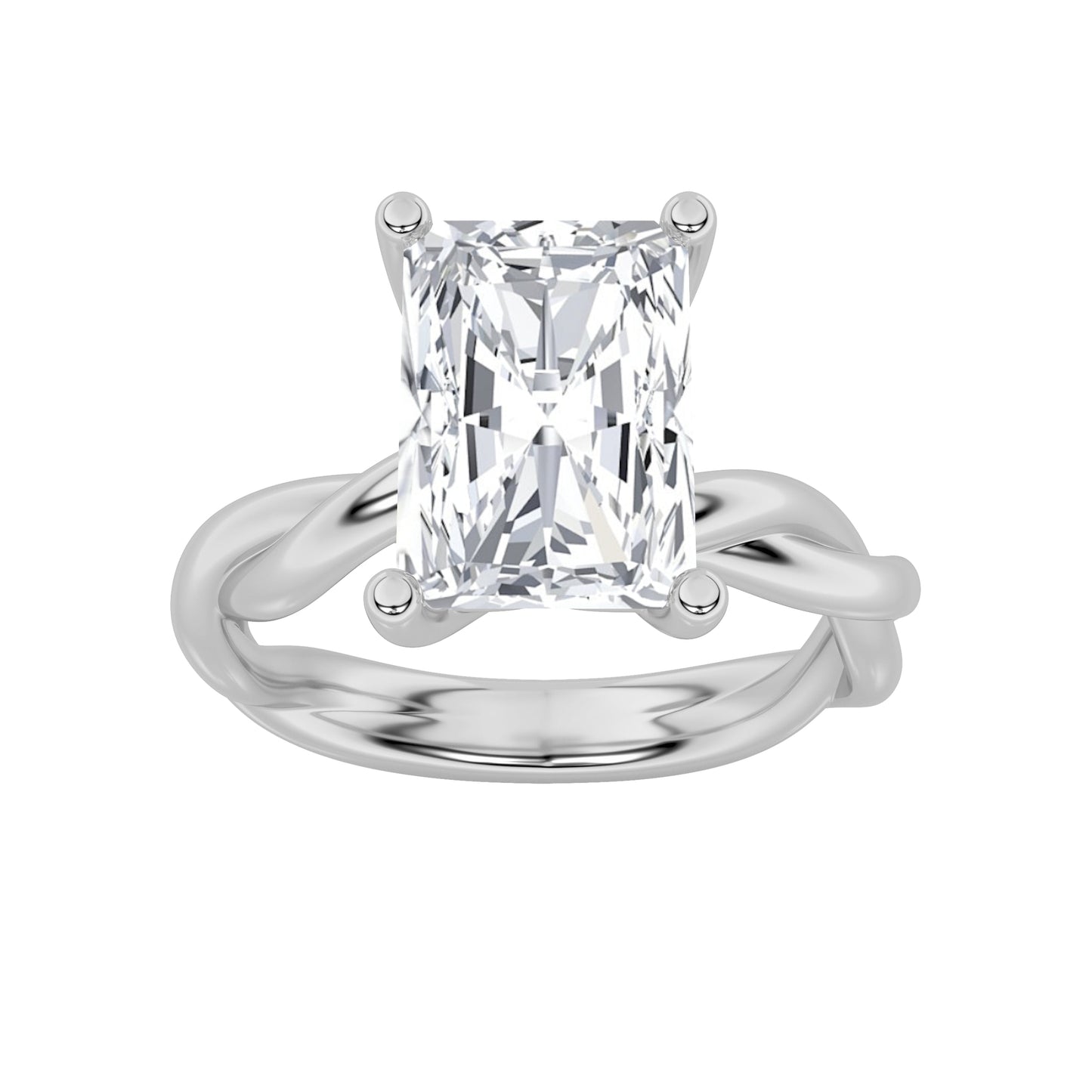 2Cttw Radiant Shaped Lab Grown Diamond (F/VS) Twisted Shank Solitaire Engagement Ring in 14K Gold