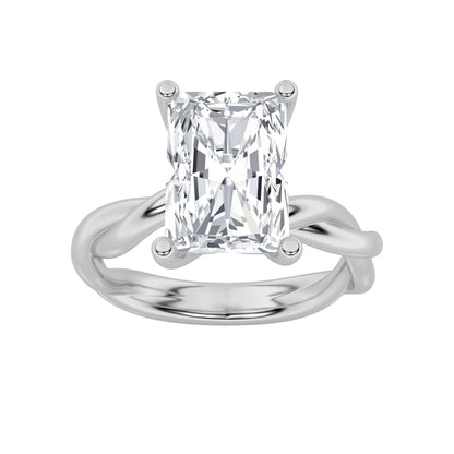 2Cttw Radiant Shaped Lab Grown Diamond (F/VS) Twisted Shank Solitaire Engagement Ring in 14K Gold
