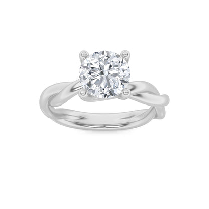 1.5Cttw Round Shaped Lab Grown Diamond (F/VS) Twisted Shank Solitaire Engagement Ring in 14K Gold