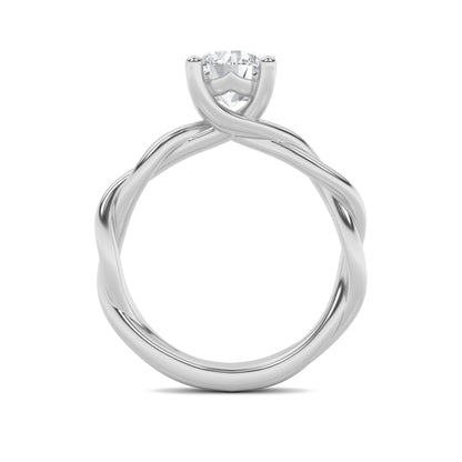 2Cttw Round Shaped Lab Grown Diamond (F/VS) Twisted Shank Solitaire Engagement Ring in 14K Gold