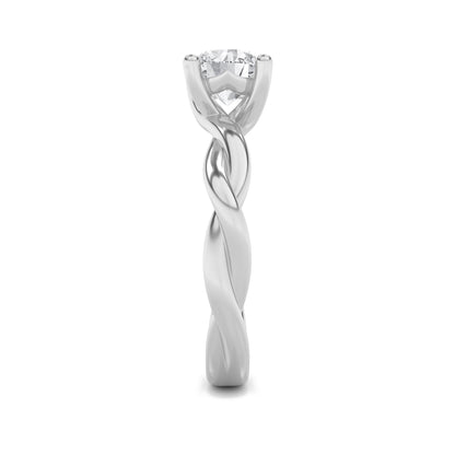 2Cttw Round Shaped Lab Grown Diamond (F/VS) Twisted Shank Solitaire Engagement Ring in 14K Gold