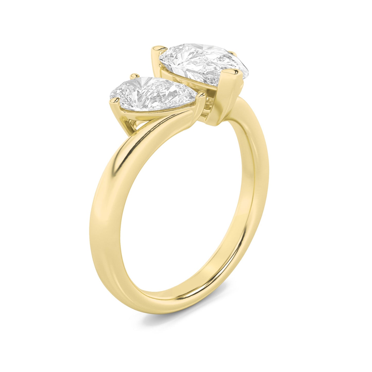 3Cttw Pear Shaped Lab Grown Diamond (F/VS) Toi et Moi Engagement Ring in 14K Gold