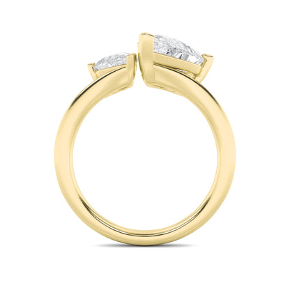 3Cttw Pear Shaped Lab Grown Diamond (F/VS) Toi et Moi Engagement Ring in 14K Gold
