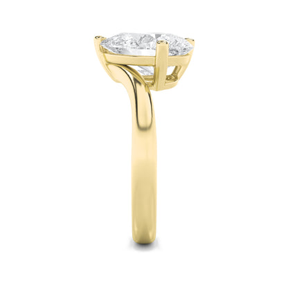 3Cttw Pear Shaped Lab Grown Diamond (F/VS) Toi et Moi Engagement Ring in 14K Gold