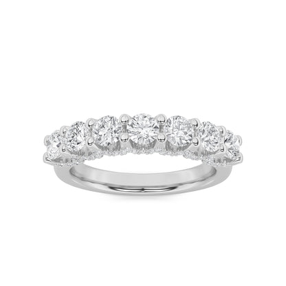 1Cttw Round Shaped Lab Grown Diamond (F/VS) Accented Double Halo Set of Band and  Ring in 14K Gold