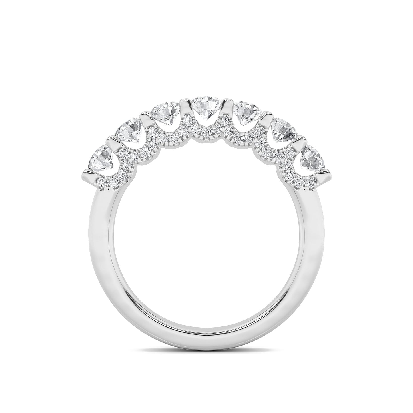 1Cttw Round Shaped Lab Grown Diamond (F/VS) Accented Double Halo Set of Band and  Ring in 14K Gold